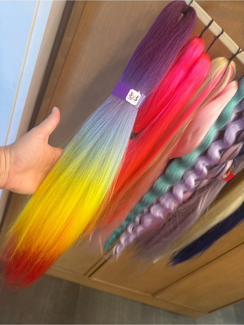 Rainbow Ombre Synthetic Hair Extension - Multicolor 54” price per bundle